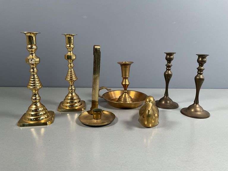 Brass Candlesticks and Decorative Items