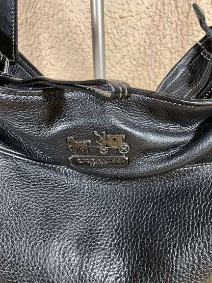 Coach Black Leather Handbag With Chain Straps