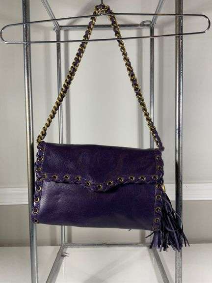 Rebecca Minkoff Purple Leather Shoulder Bag With Chain Strap