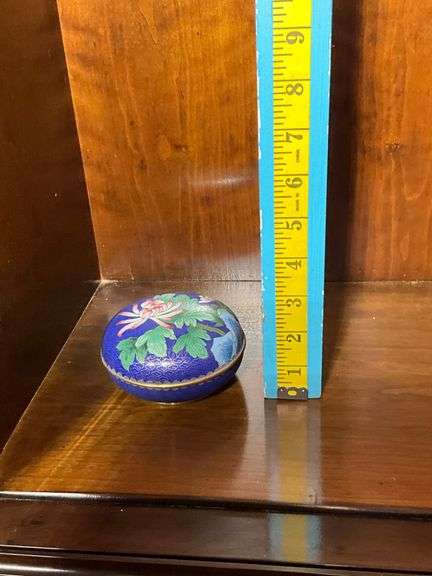 Cloisonné Enamel Lidded Box with Floral Design