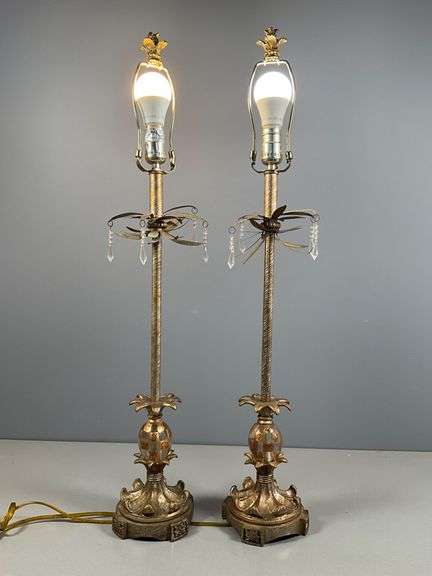 Gold and Silver Colored Table Lamps with Crystal Accents
