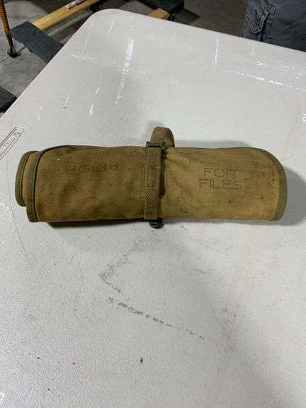 Canvas Tool Roll for Files with Assorted Metalwork Files