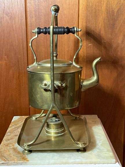 Brass Teapot with Warming Stand and Alcohol Burner