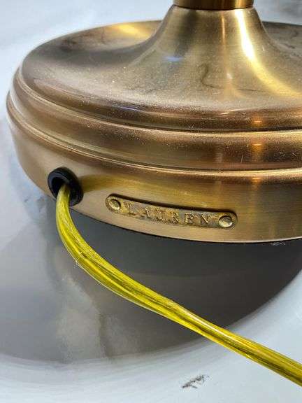 Ralph Lauren Brass Table Lamp With Tapered Base and Fabric Shade