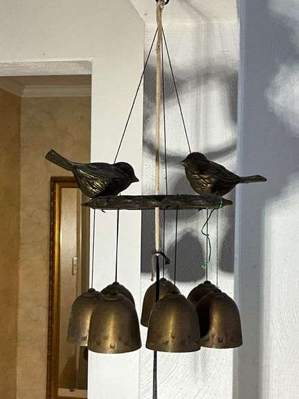 Metal Wind Chime with Bird Motif and Suspended Bells