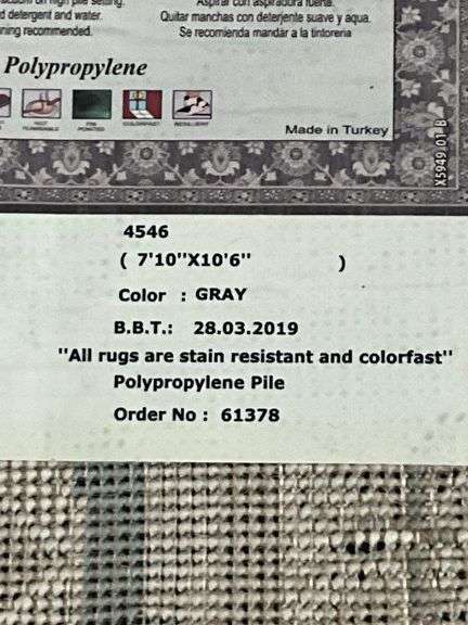 Lara Collection Gray Polypropylene Area Rug, Made in Turkey