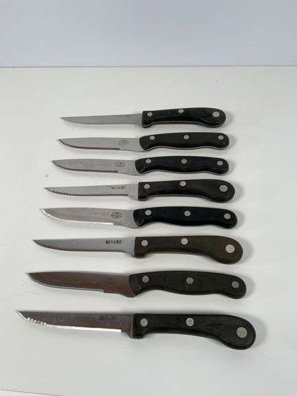 7 Revere Steak Knives with Two Types of Handles