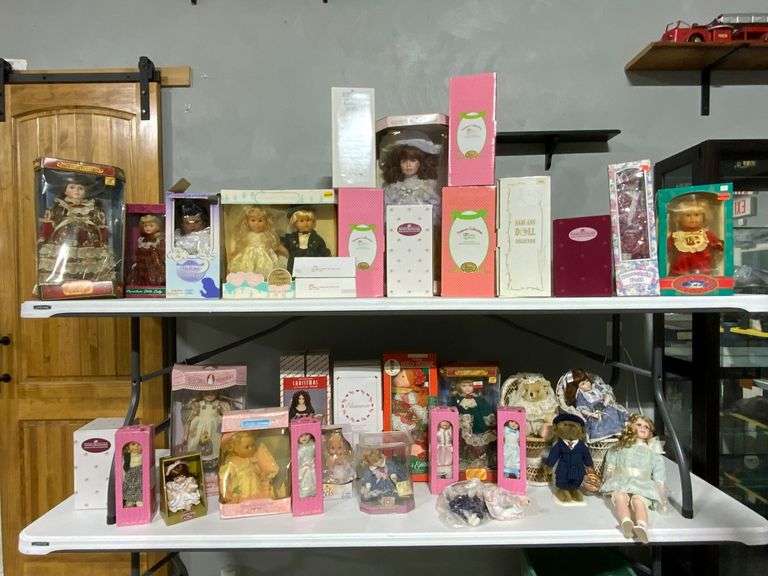 Boxed and Unboxed Porcelain and Vinyl Dolls From Various Makers