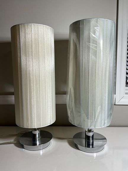 Modern Table Lamps With Pleated Shades and Chrome Bases