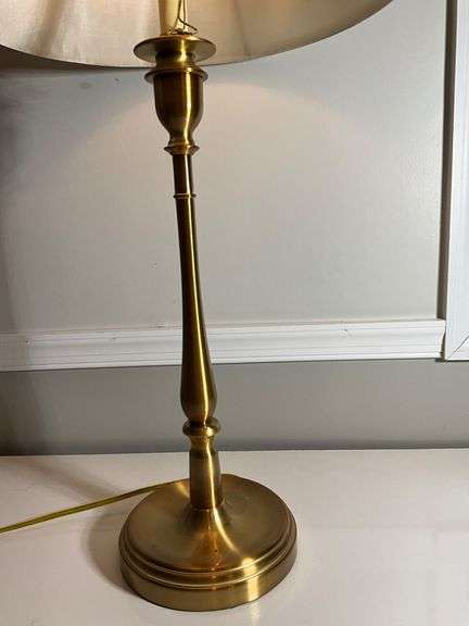 Ralph Lauren Brass Table Lamp With Tapered Base and Fabric Shade