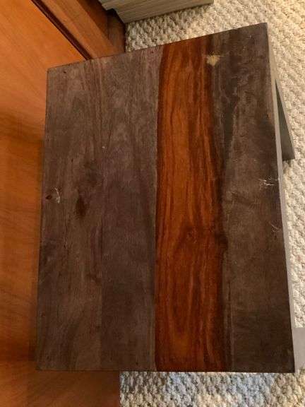 Small Wooden Side Table With Two-Tone Wood Design