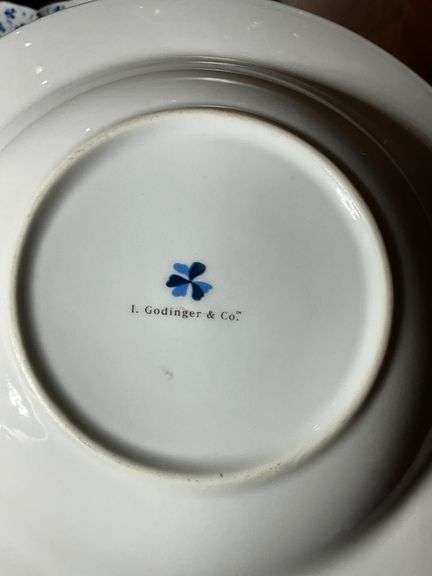 L. Godinger & Co. Porcelain Divided Serving Dish and Bowl With Blue Floral Pattern