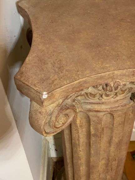 Hollow Decorative Pedestal With Fluted Column and Ornate Capital