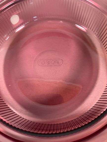 Corning and Pyrex Vision Glass Cookware in Pink, Amber and Purple