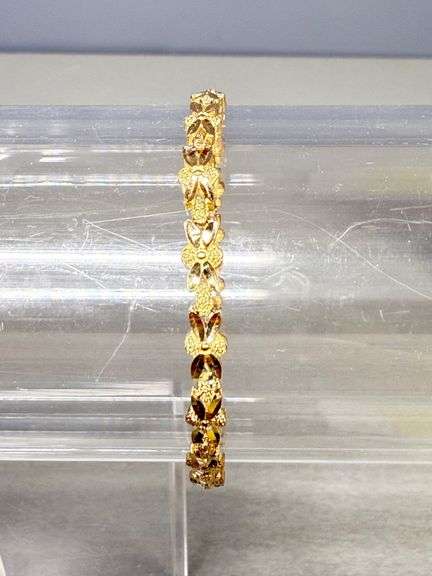 14k Gold Flower Bracelet, 7 Inches, 5.81g