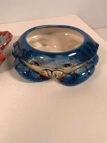 Ceramic Oyster Platter and Crab-Themed Bowl
