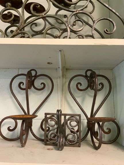 Wrought Iron Candle Holders With Scroll Designs