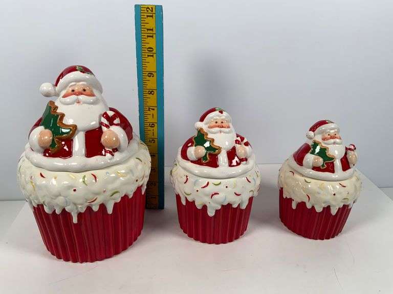 Home Interiors Santa Claus Ceramic Canisters