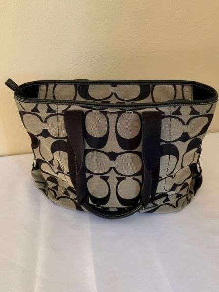 Coach Canvas Tote Bag with Signature Design and Dual Handles