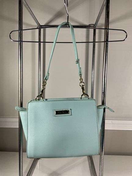 Mint Green Handbag with Gold-Tone Hardware and Shoulder Strap