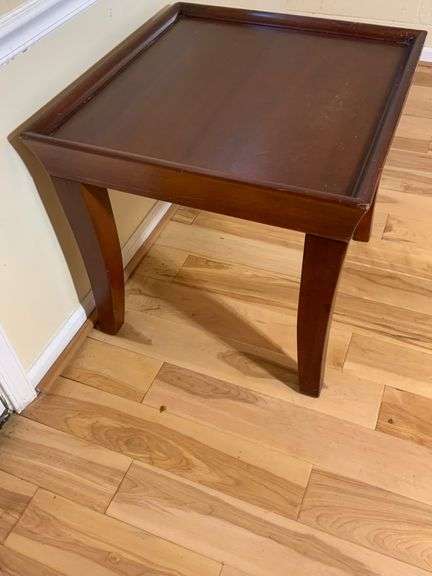 Wooden Side Table with Raised Edge Trim
