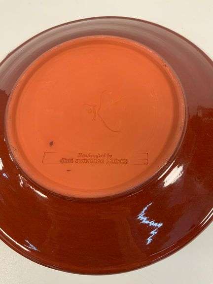 Handcrafted Red Ceramic Plate With ‘Joy’ and Leaf Design