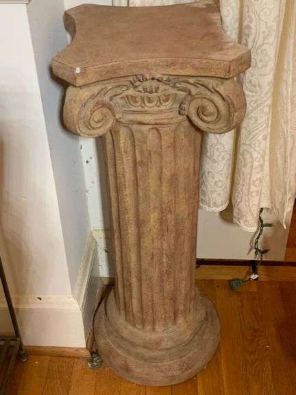 Hollow Decorative Pedestal With Fluted Column and Ornate Capital