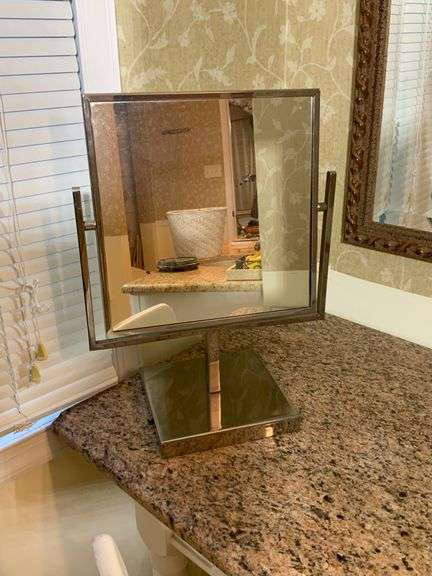 Swivel Mirror with Silver-Toned Frame