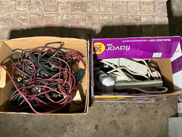 Electrical Cords and Power Strips in Two Boxes