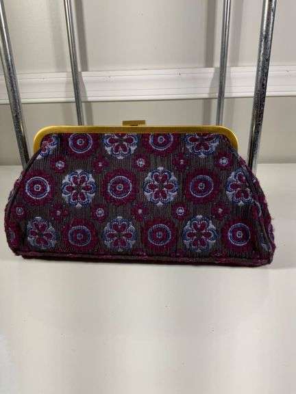 Sondra Roberts Evening Clutch With Embroidered Floral Design