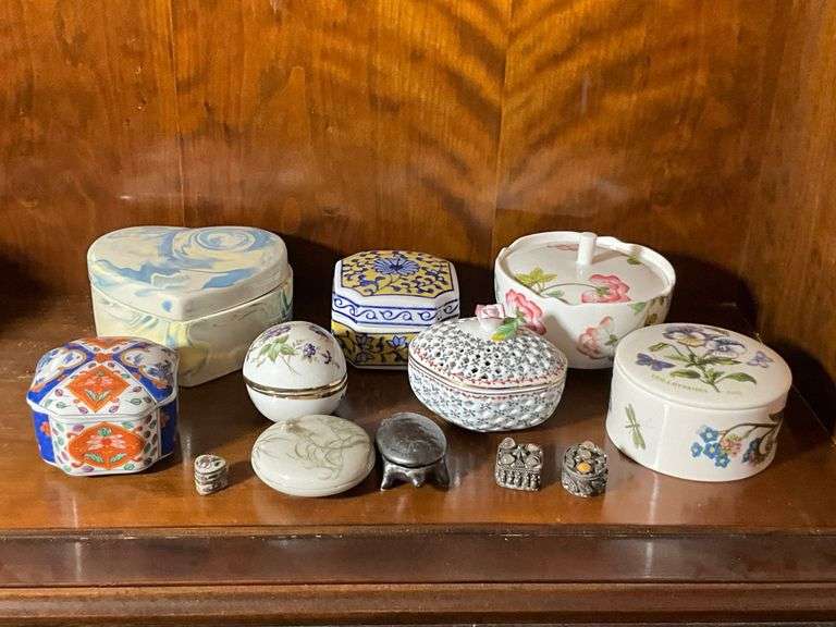 Ceramic and Metal Decorative Boxes and Small Trinket Holders