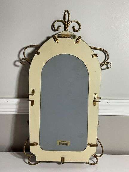 Decorative Wall Mirror With Floral Design and Metal Frame