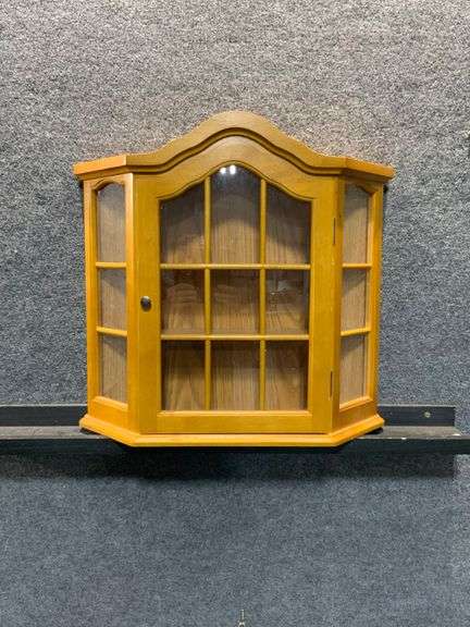 Wall-Mounted Wooden Display Cabinet with Glass-Paneled Door