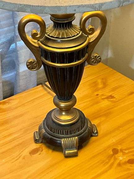 Ornate Table Lamp With Urn-Style Base and Fabric Shade