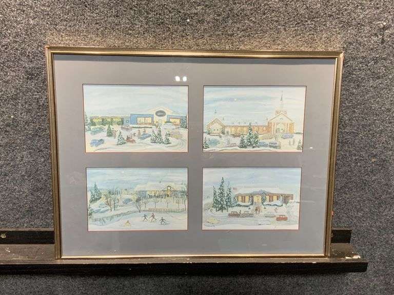 Framed Artwork ‘Christmas in Wayzata’ by Charlotte Bennet, 1986
