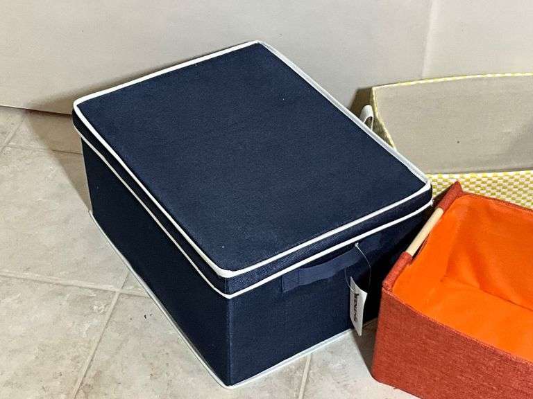 Storage Bins and Woven Tray Set