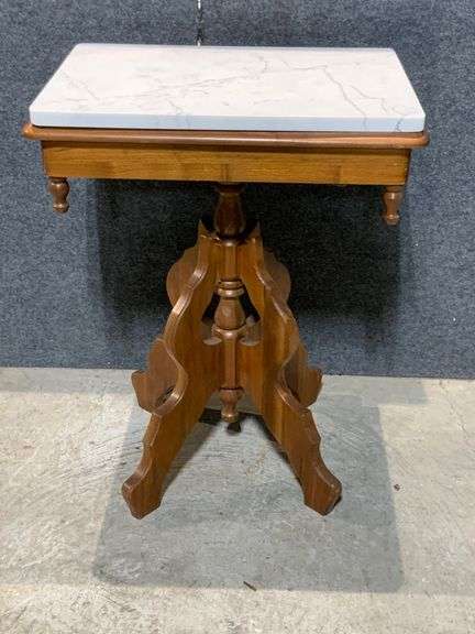 Wood Swivel Pedestal Table With Removable Marble Top