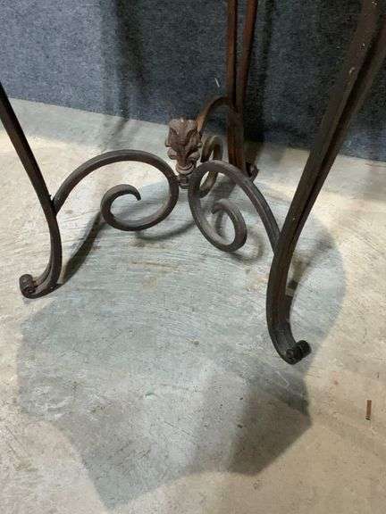 Wood and Metal Side Table With Single Drawer and Decorative Legs