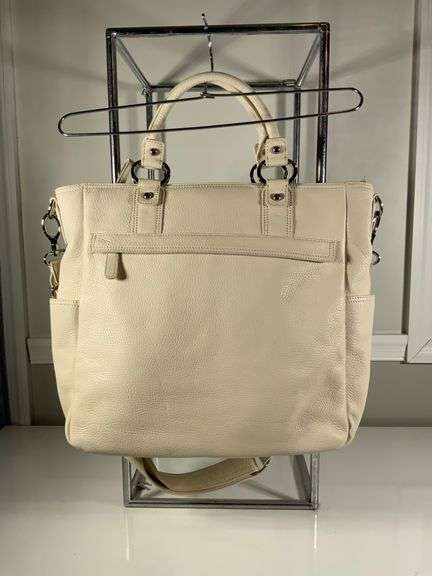 Nordstrom Cream Leather Tote Bag With Removable Strap
