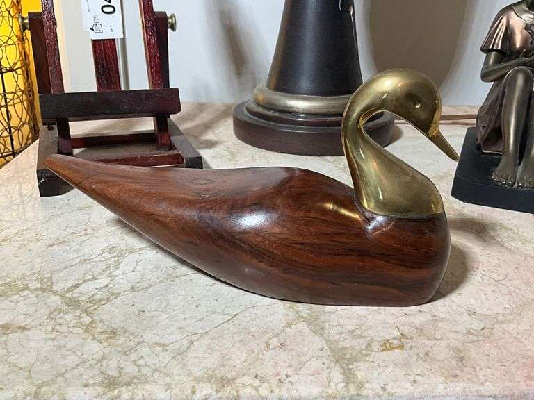 Brass and Wood Duck Figurine by Indian Artisans