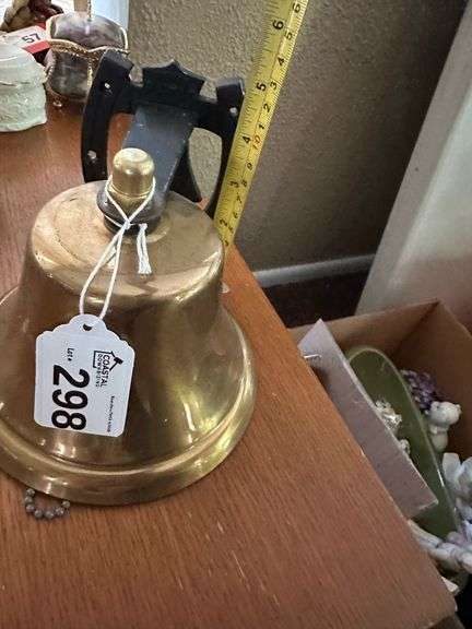 Bevin Patio Garden Bell with Brass Bell and Black Mounting Bracket, 5” Tall