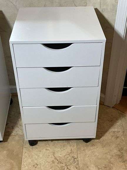 White Four-Drawer Storage Unit on Casters