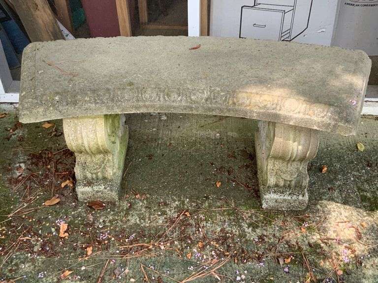 Concrete Bench with Ornamental Scrollwork Base