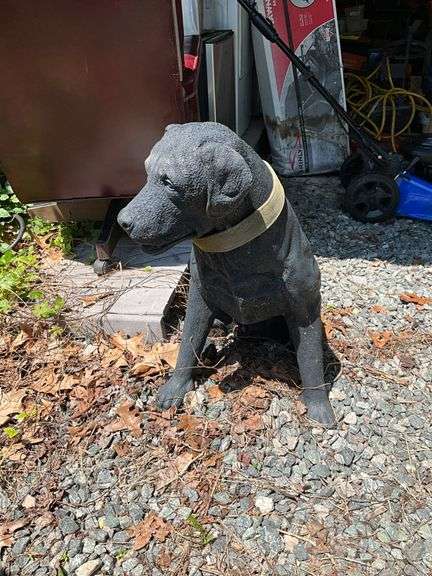 Black Outdoor Dog Statue, Approx. 28 Inches Tall by 32 Inches Long