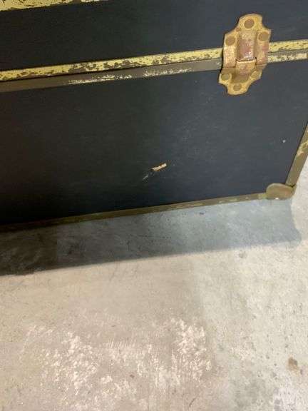Vintage-Style Black Trunk With Metal Hardware