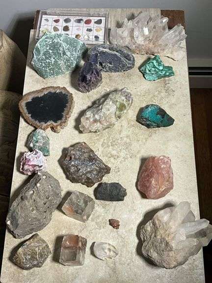 Stones, Minerals, and Crystals with Polished Gemstones Set