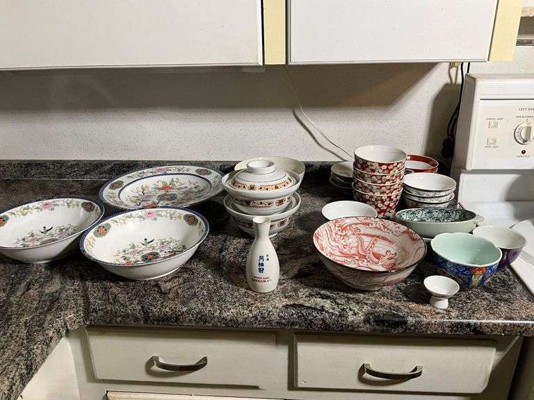 Asian-Style Ceramic Bowls, Plates, and Serving Pieces