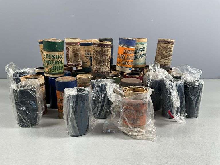 40 Edison and Cylinder Phonograph Records With Containers