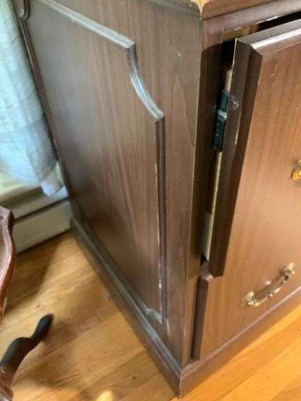 Two-Drawer Locking Wooden File Cabinet with Hardware