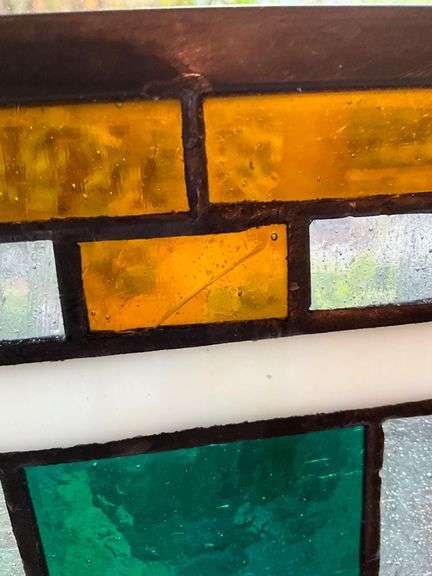 Stained Glass Panel With Geometric Design in Multicolor Glass
